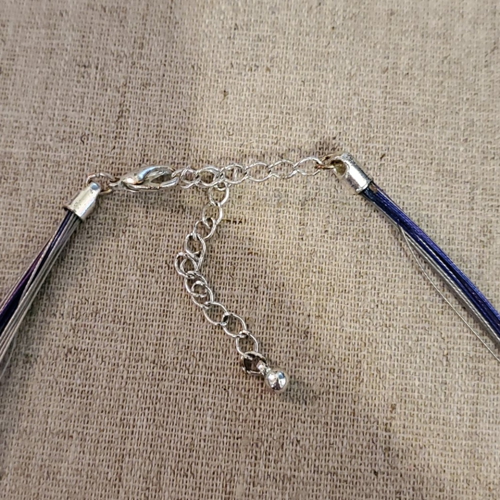 Blue speckled necklace and earrings set - Picture 4 of 7